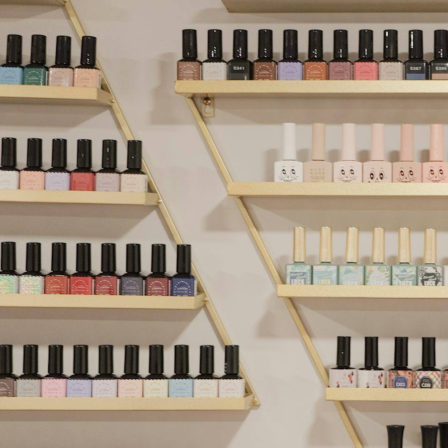 Wall of nail polish colors
